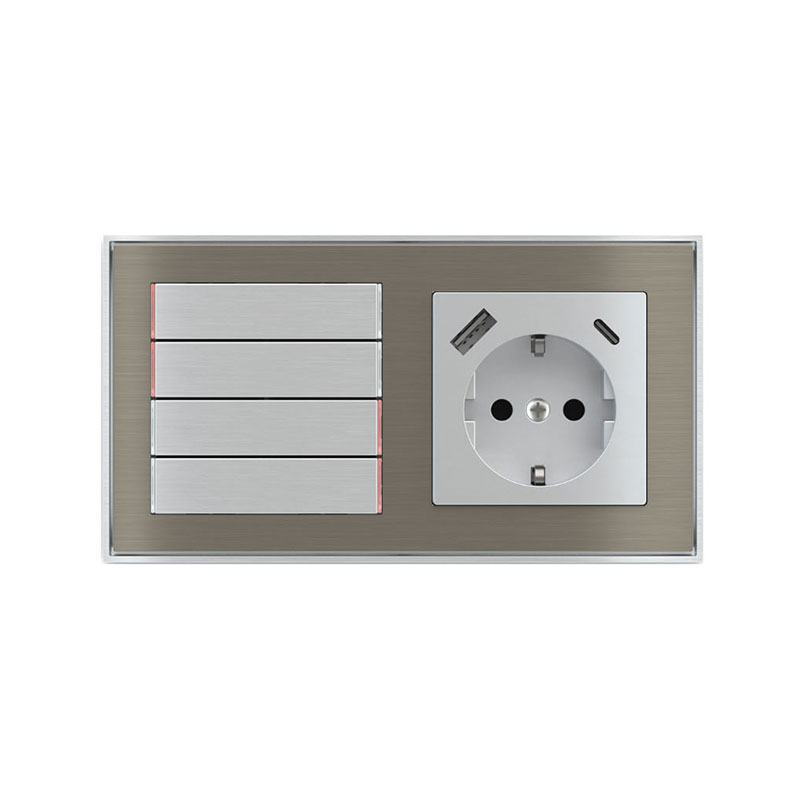 nickel 4 button switch with socket